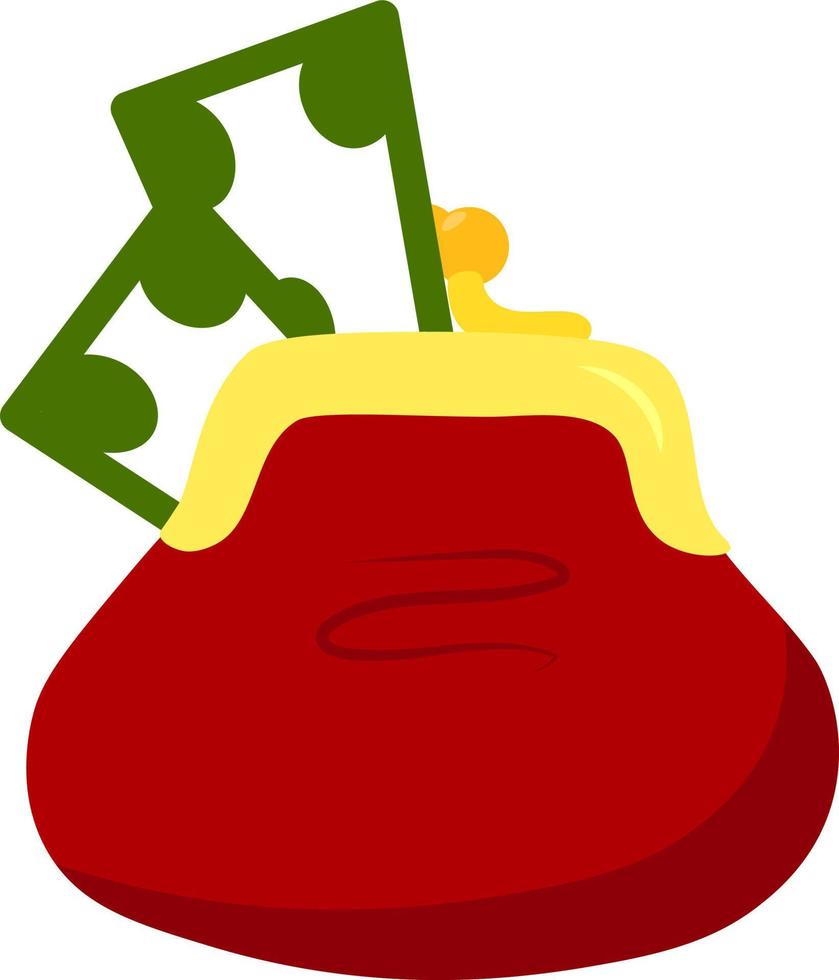 Purse with money and dollars vector