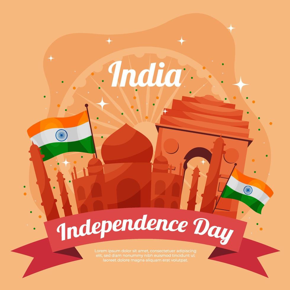 concepto de bandera del día de la independencia de india vector