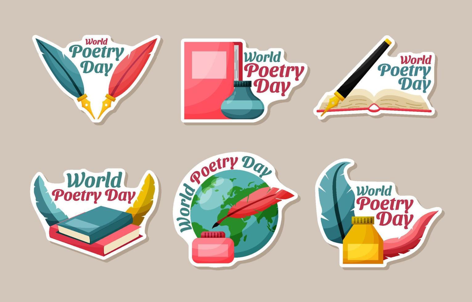 Poetry Day Sticker Pack vector