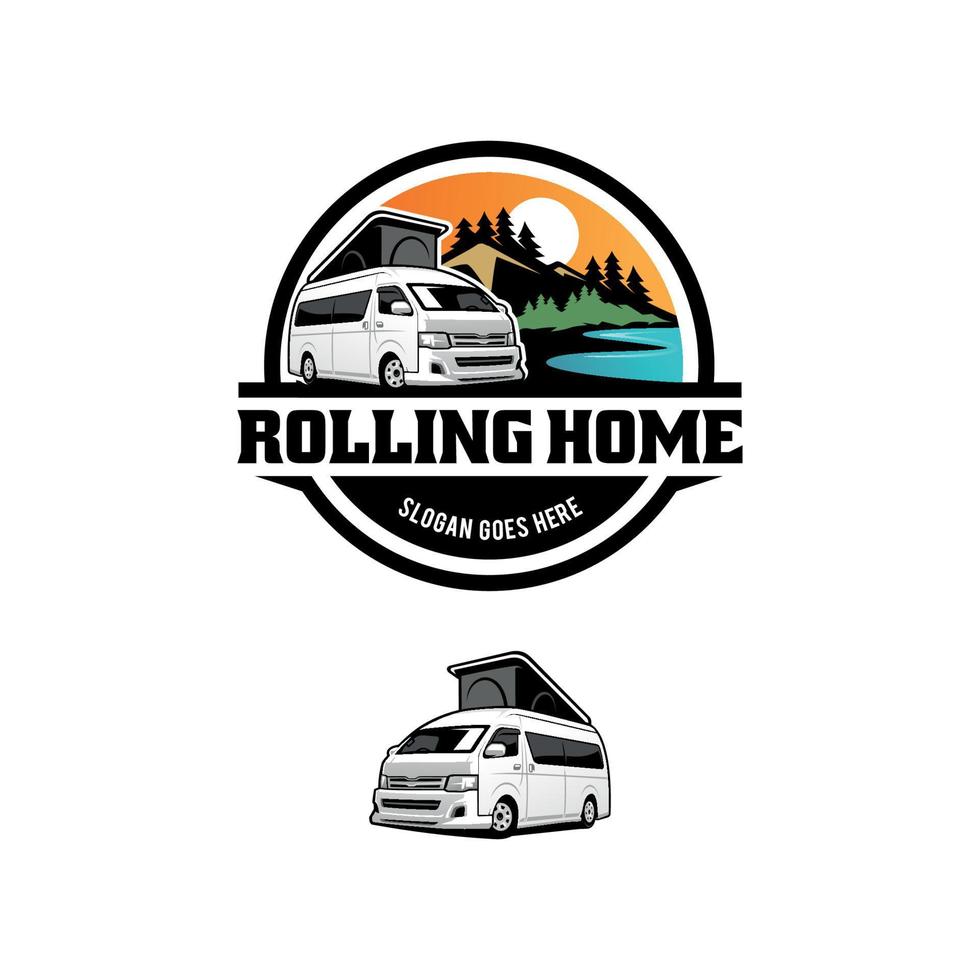 bus traveler - camping car illustration logo vector