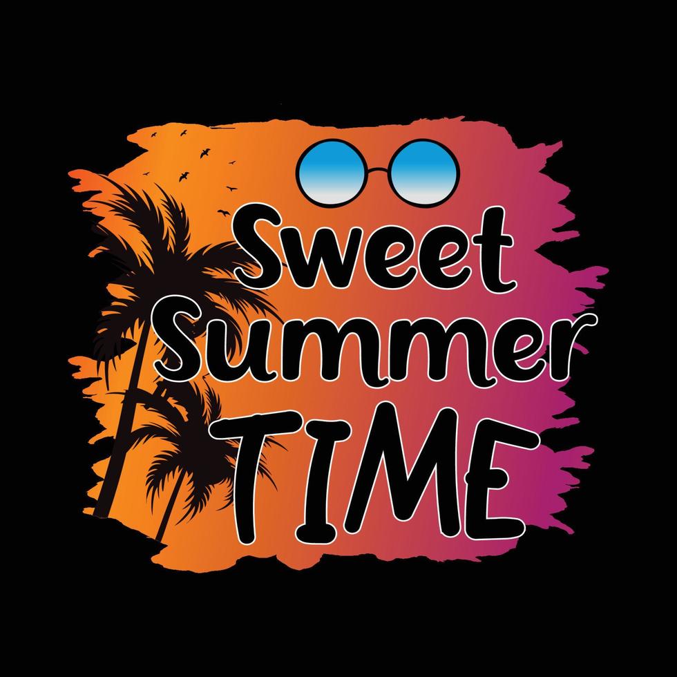 Sweet summer time vintage style t-shirt and apparel trendy design with  silhouettes, typography, print, vector illustration