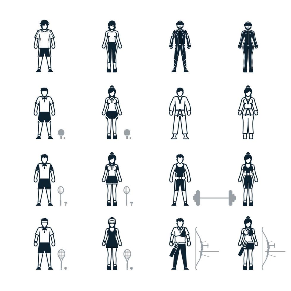 People, Sport Player and Clothing icons with White Background vector