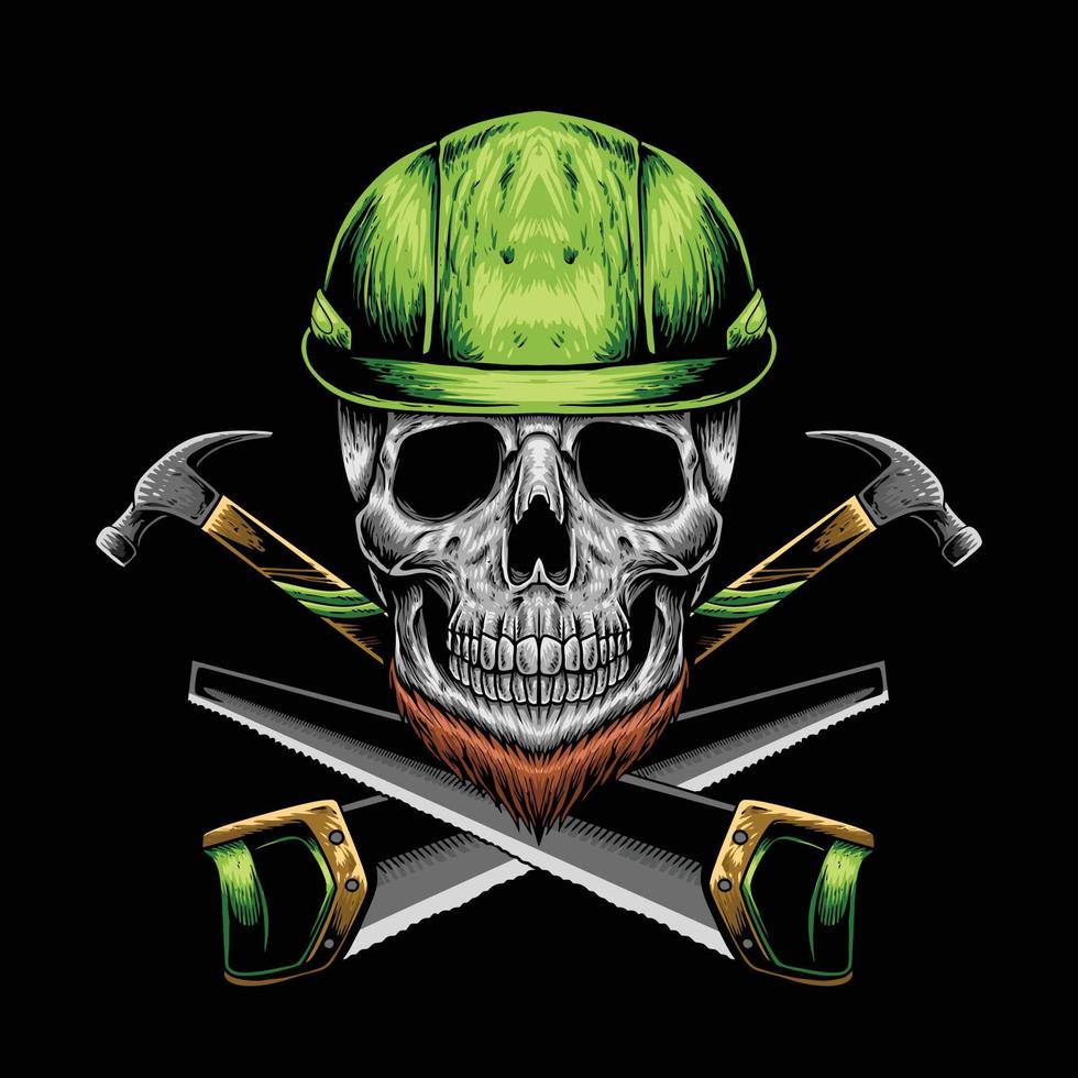 Skull labor worker logo design vector