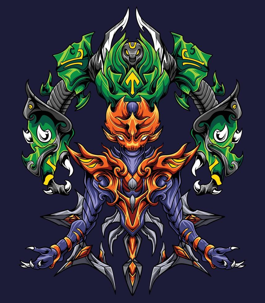 Fire king robot with guardian machine vector