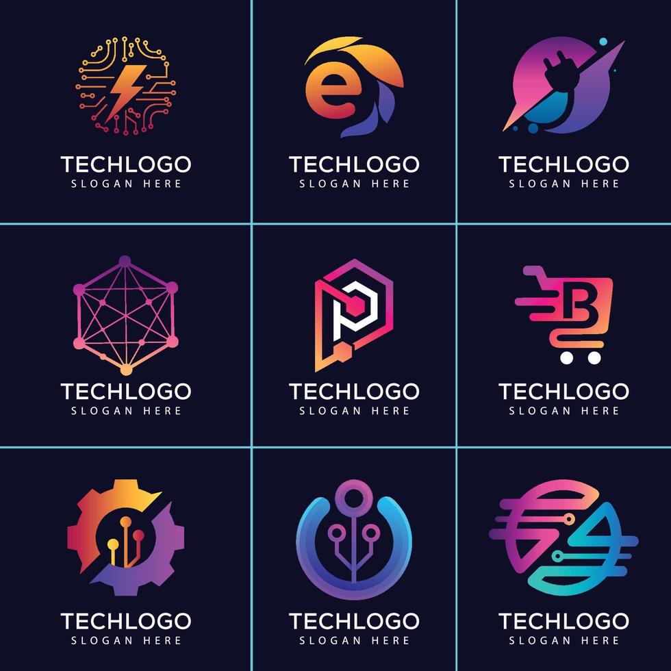 tech logo templates vector