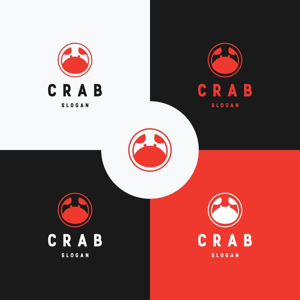 Crab logo icon flat design template vector
