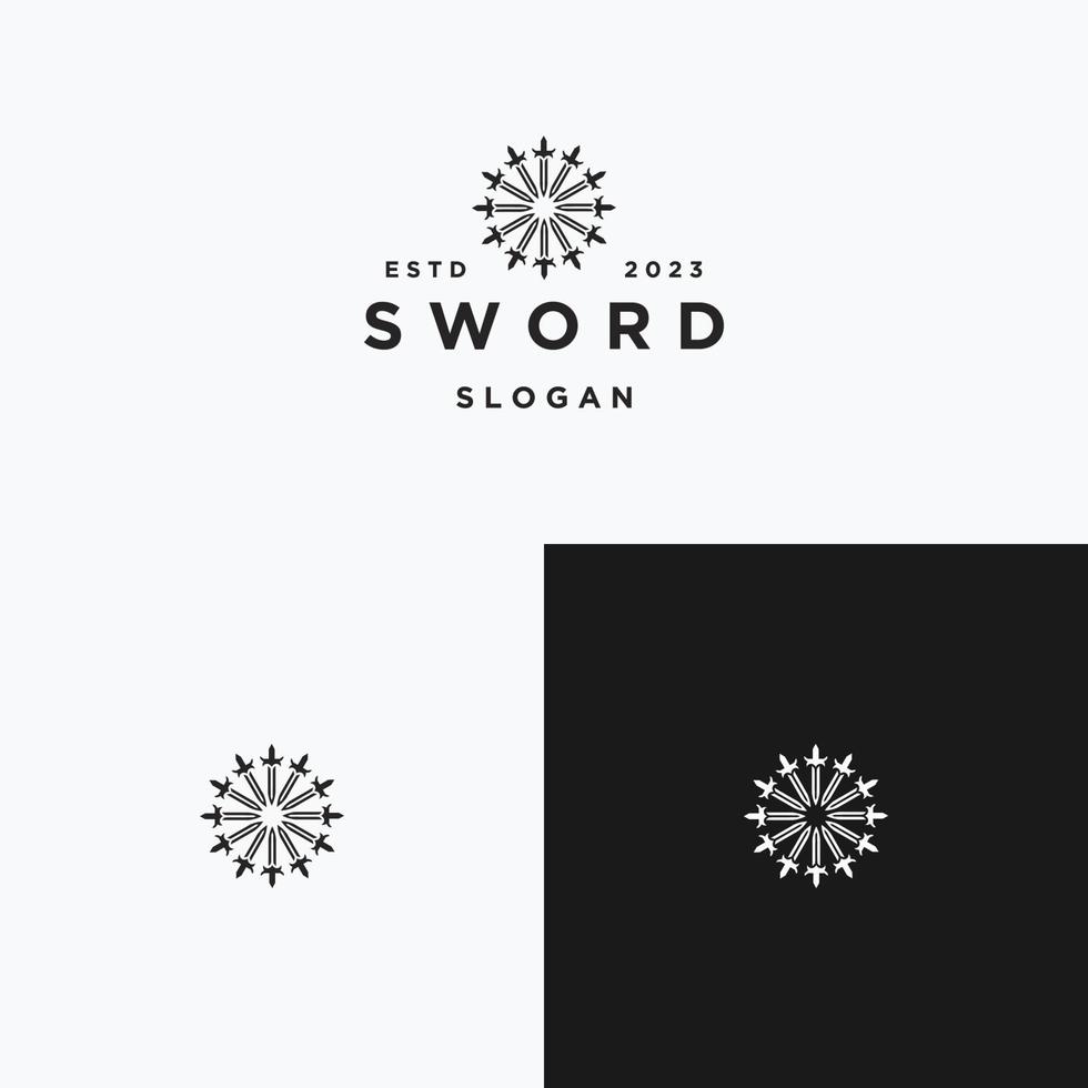 Sword logo icon flat design template vector