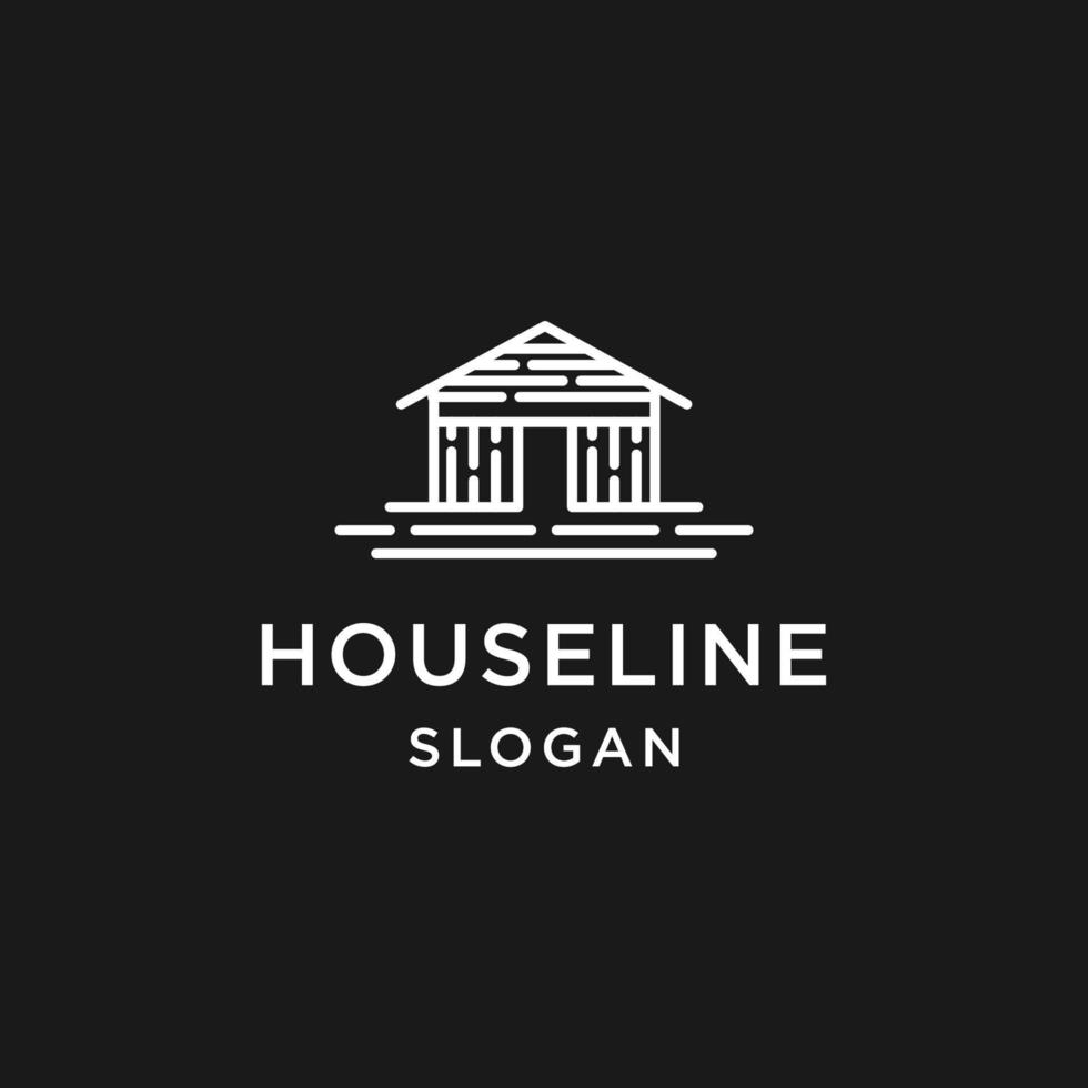 House logo line art icon in black backround vector