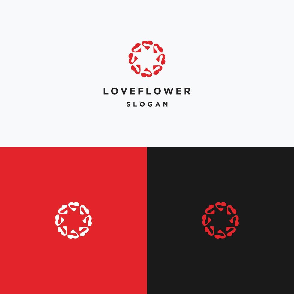 Ilustración de vector de plantilla de diseño de icono de logotipo de flor de amor