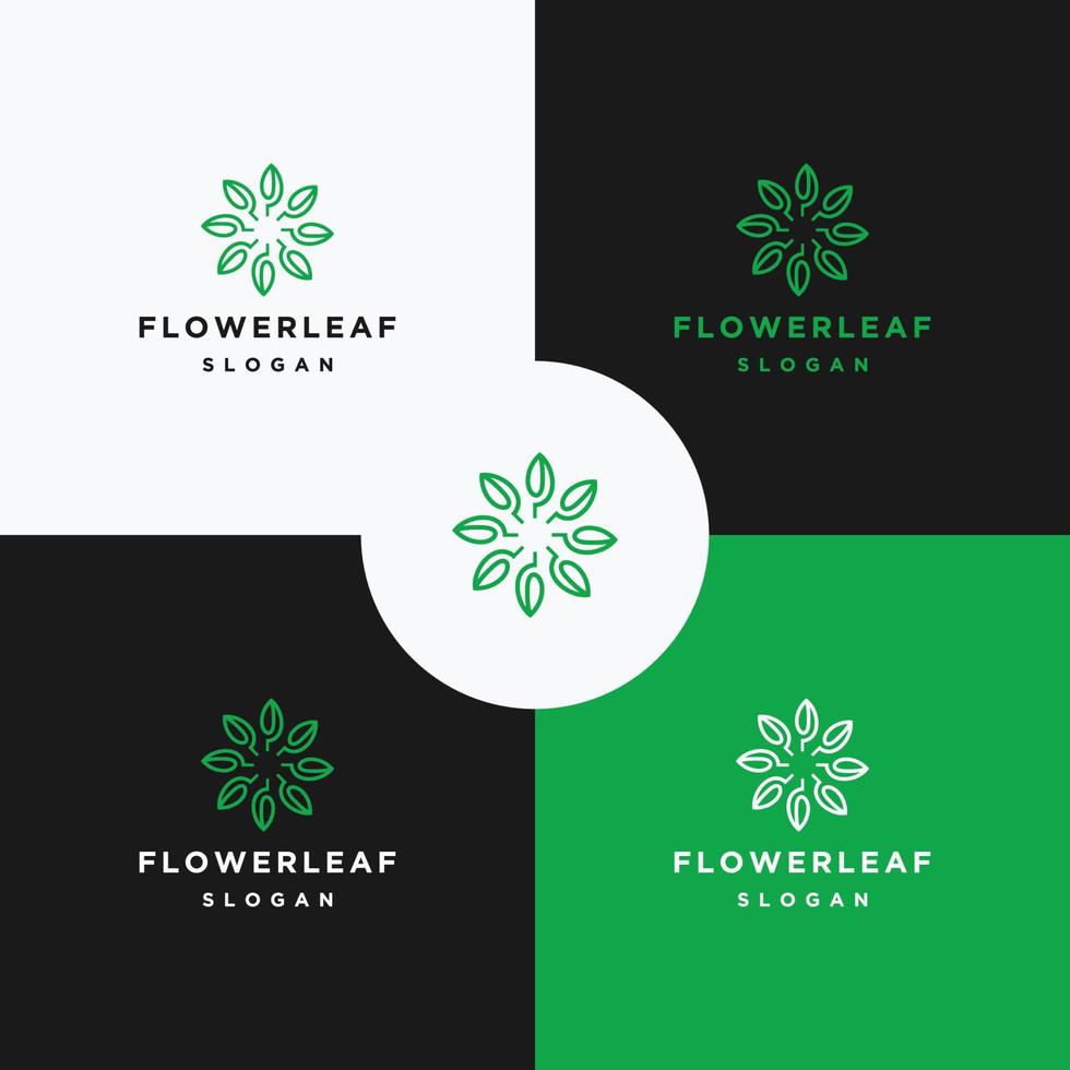 Flower Leaf logo icon flat design template vector