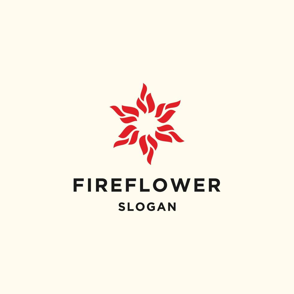 Fire Flower logo icon design template vector