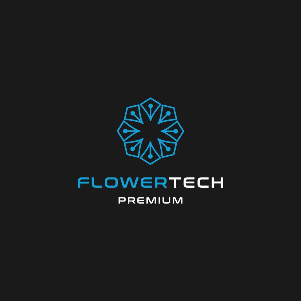 Flower Tech logo icon design template vector