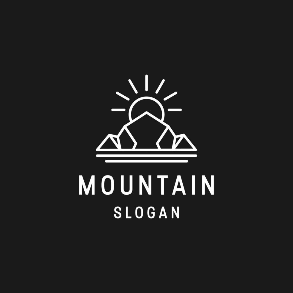 Mountain logo linear style icon in black backround vector