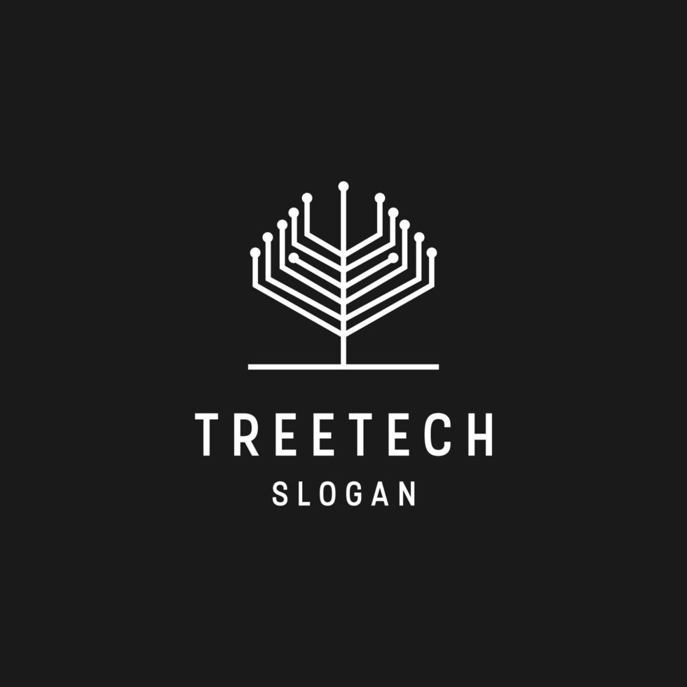 Tree Tech logo linear style icon in black backround vector