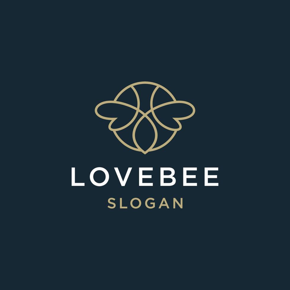 plantilla de diseño de logotipo de abeja de amor vector