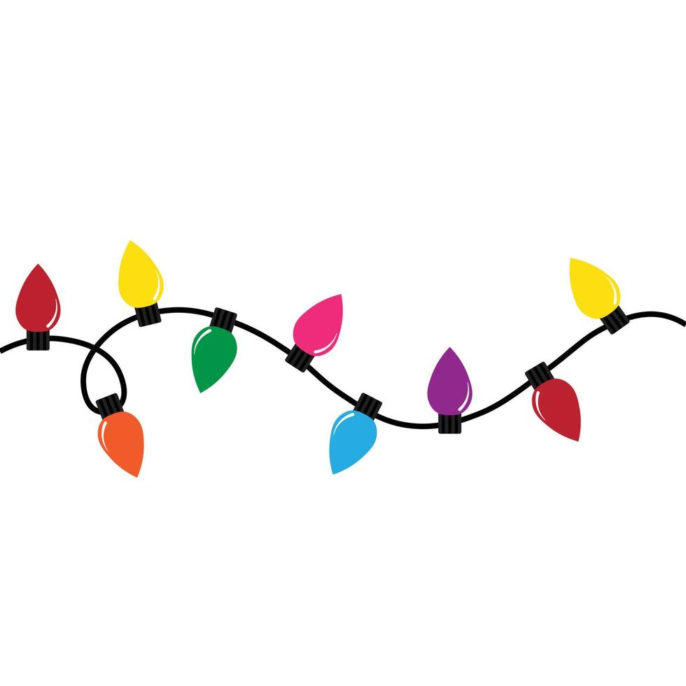 cadena de luces de navidad aislado en vector de fondo blanco