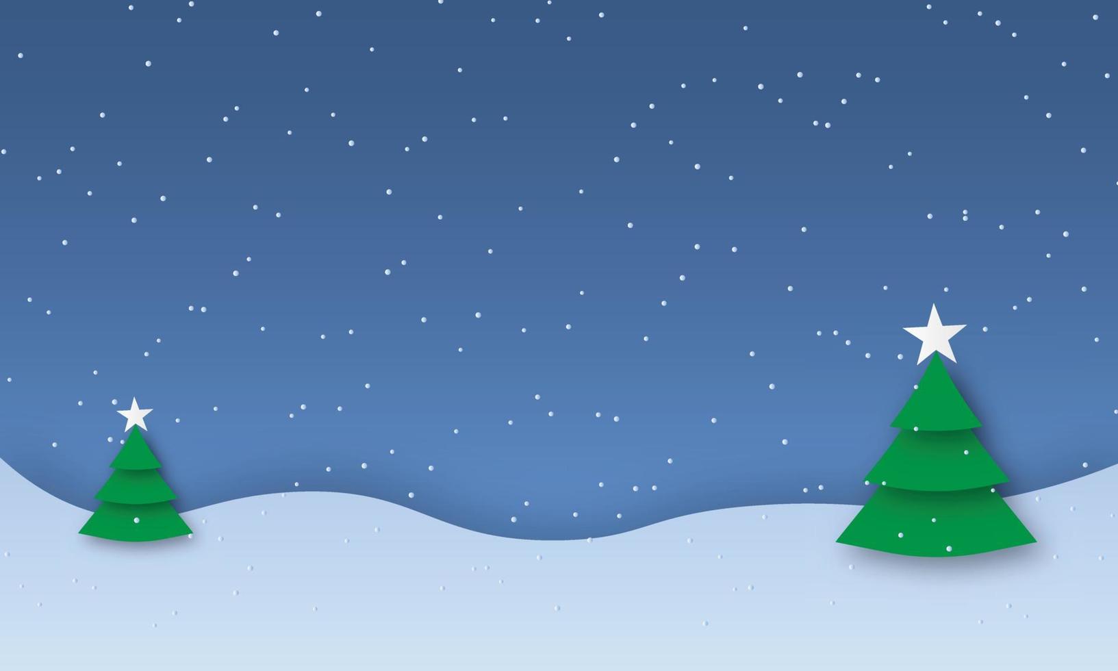 Christmas Winter night Landscape With Snowflake Vector Illustration
