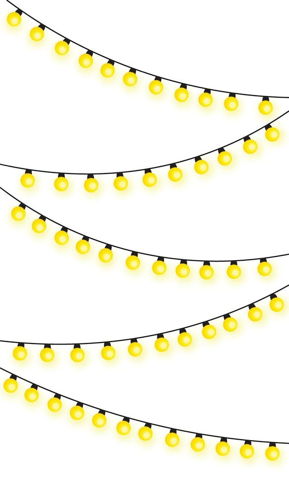 Christmas lights string isolated on white background vector