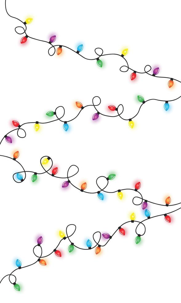 cadena de luces de navidad aislado en vector de fondo blanco