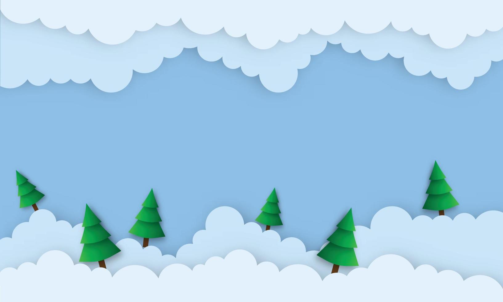 Merry Christmas and Happy New Year. Christmas background with  Paper art style. vector