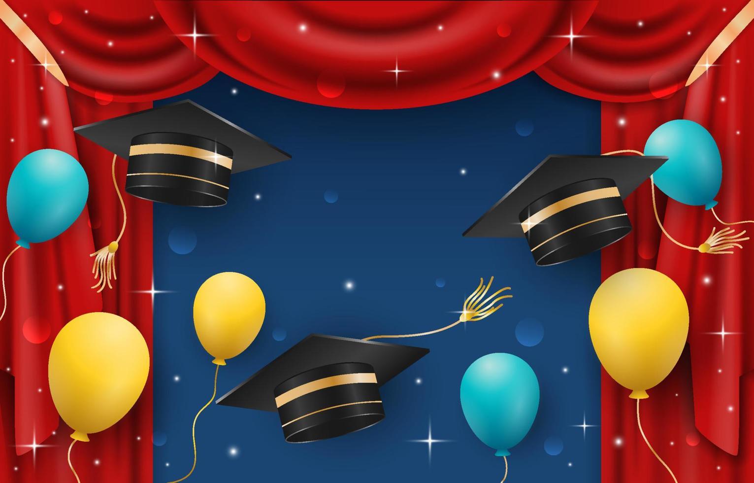 Realistic Curtain Graduation Background vector