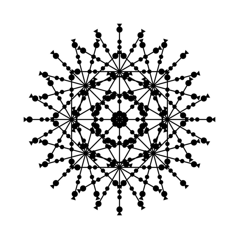 Mandala Round Circle Lace Symbol Icon. Abstract Oriental Mandala Template. Yoga Style Arabesque Pattern Elegant Element Icon vector