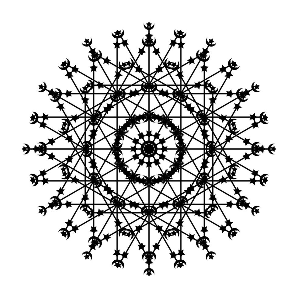 Mandala Round Circle Lace Symbol Icon. Abstract Oriental Mandala Template. Yoga Style Arabesque Pattern Elegant Element Icon vector