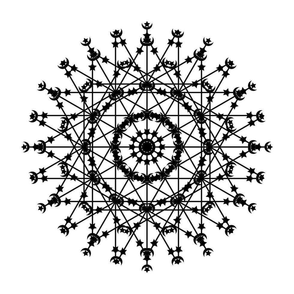 icono de símbolo de encaje de círculo redondo de mandala. plantilla de mandala oriental abstracta. icono de elemento elegante patrón arabesco estilo yoga vector