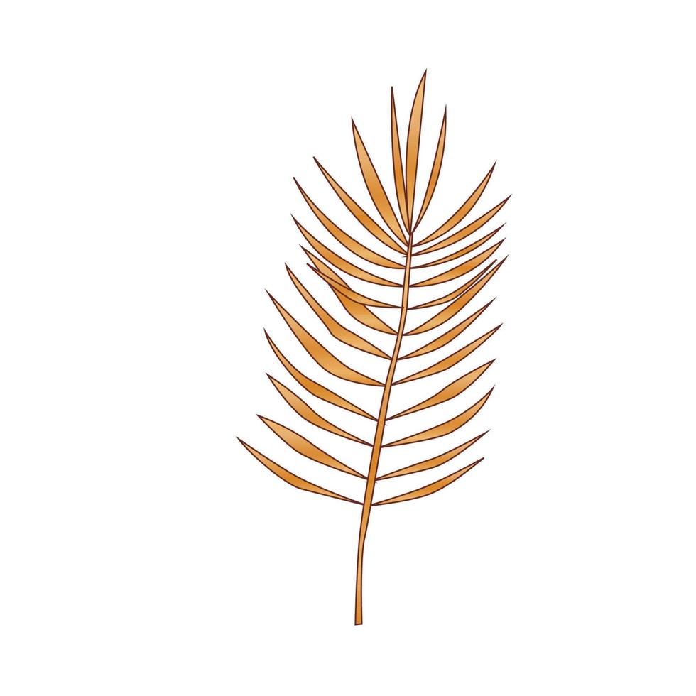 Gold Rich Gradient Tropical Exotic Plant Palm Leaf Silhouette Minimalist Poster Element Icon Pattern Isolated on White vector