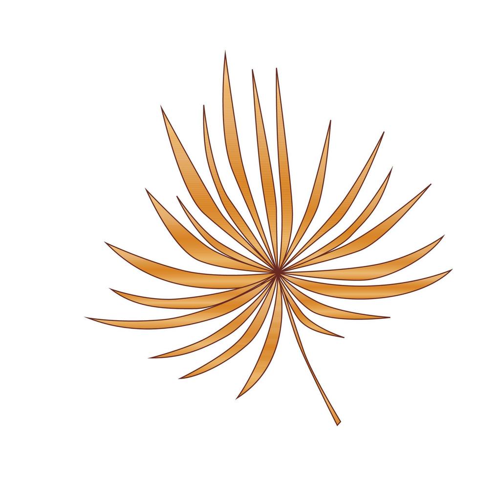 Gold Rich Gradient Tropical Exotic Plant Palm Leaf Silhouette Minimalist Poster Element Icon Pattern Isolated on White vector