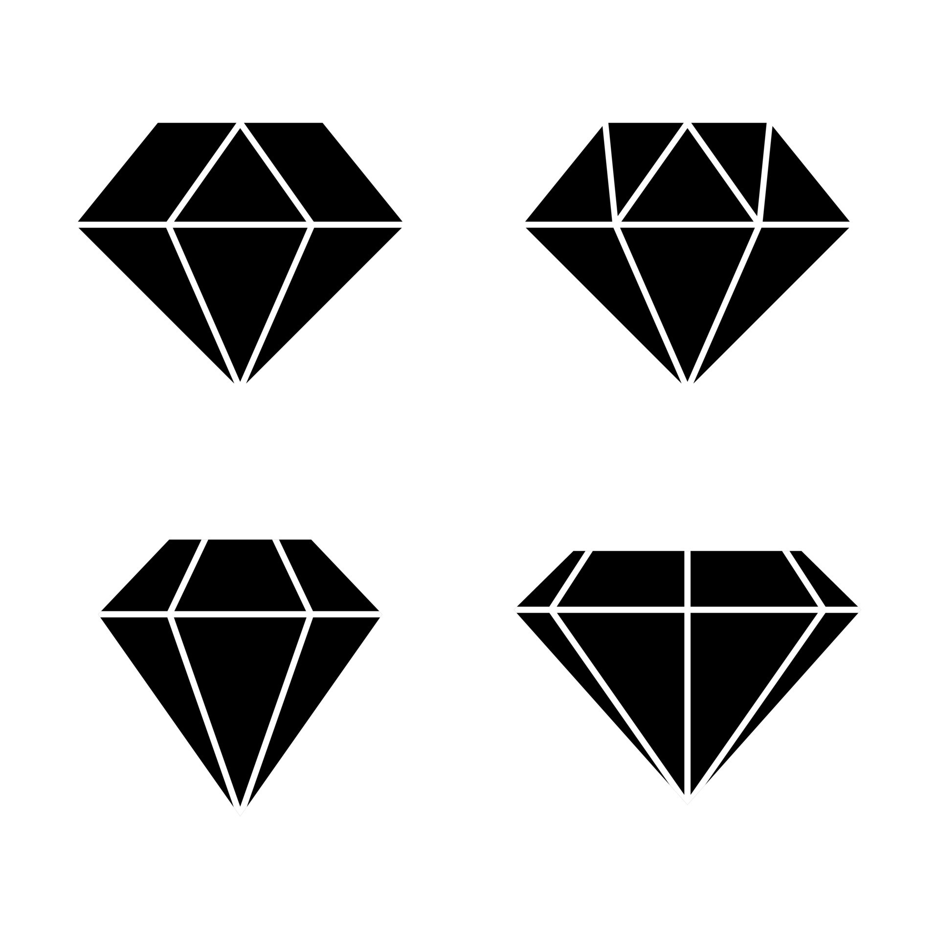 Diamond Icon set black silhouette free vector 9469618 Vector Art at ...