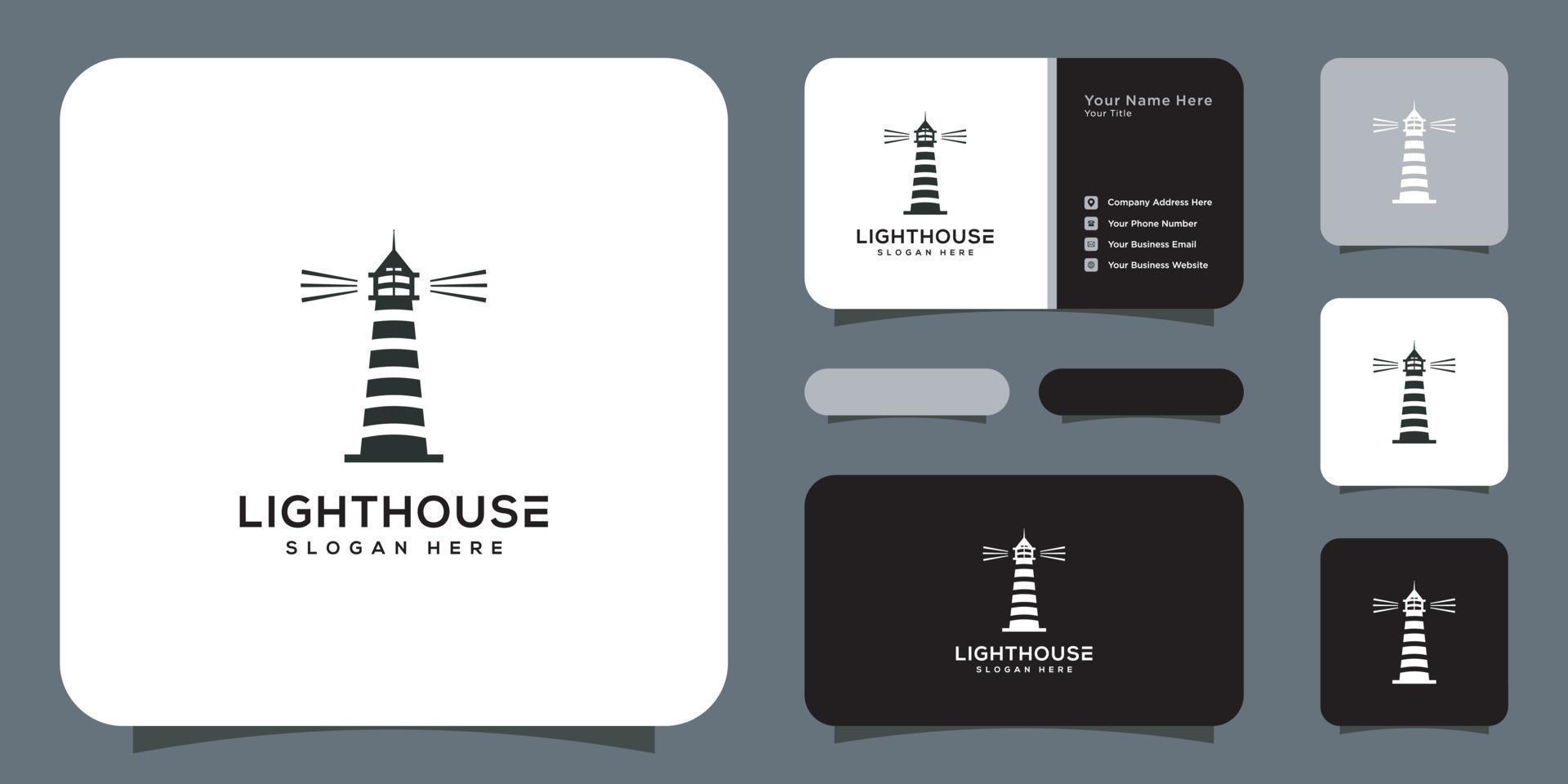 Lighthouse logo vector design and business card