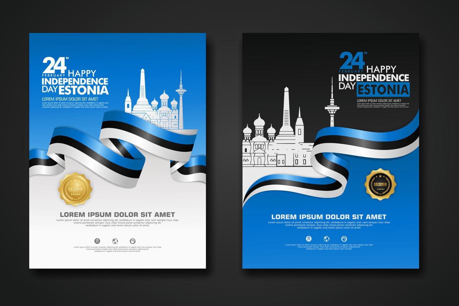 establecer diseño de cartel estonia feliz día de la independencia plantilla de fondo vector