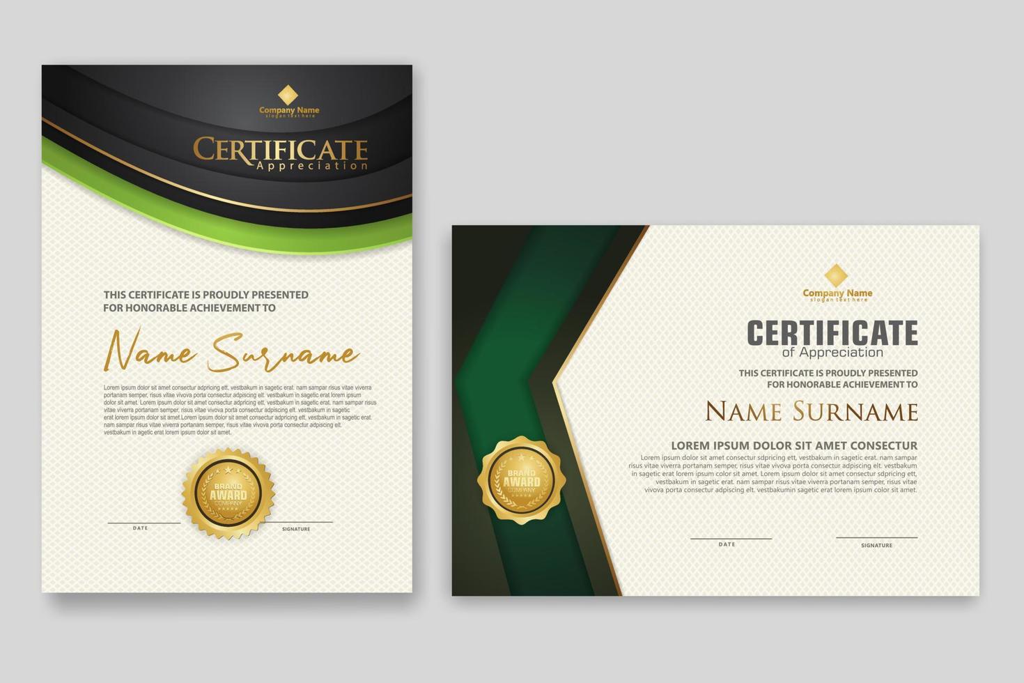 Certificate template with luxury badge and elegance modern pattern background. for appreciation, achievements, award, business, and education needs. vector illustration