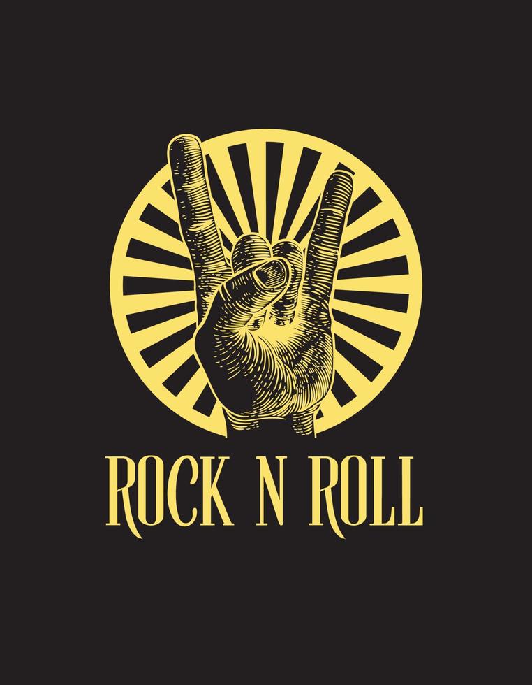 Yellow Black Modern Simple Rock and Roll Illustration Design.eps vector