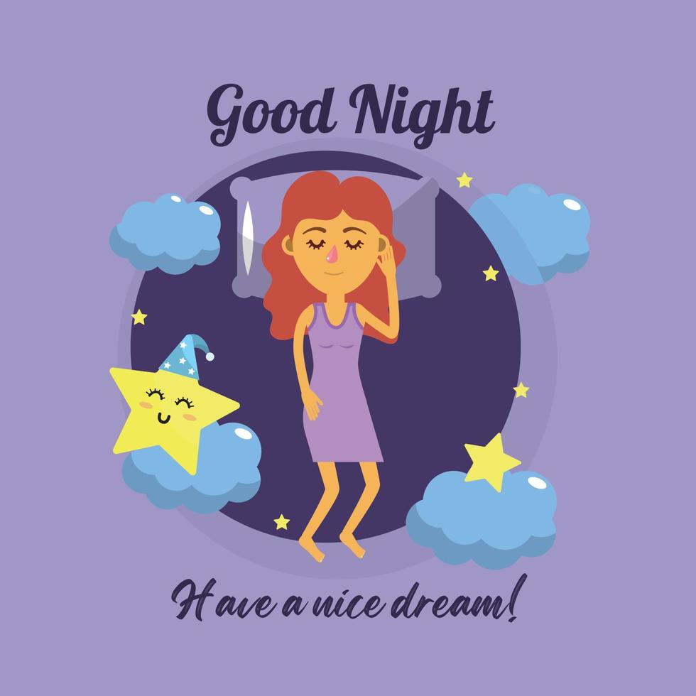 Illustrated Good Night Quotes Post.eps vector