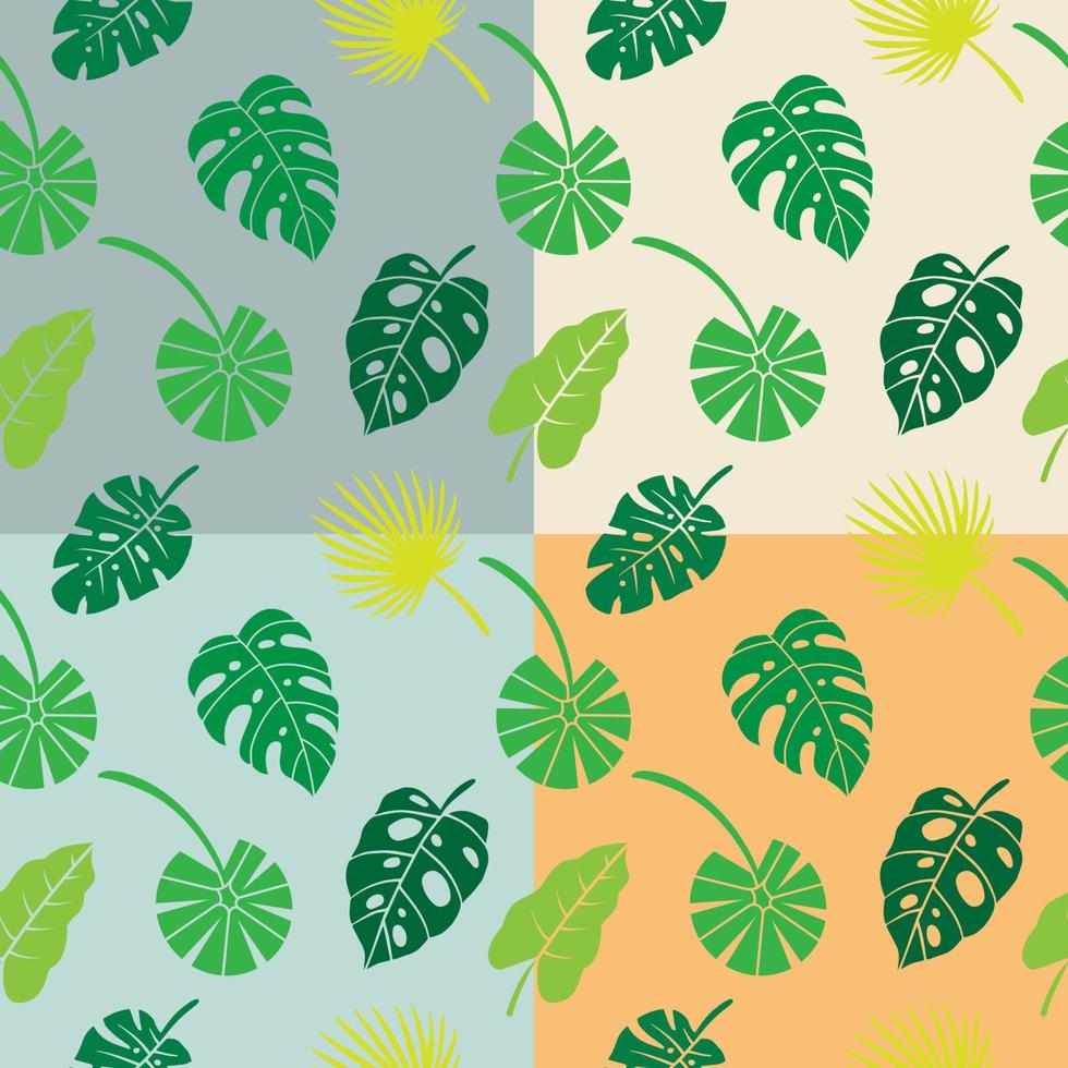 seamless pattern tropical leaves vector