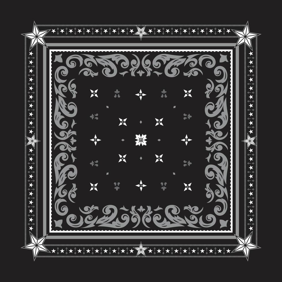 pañuelo estampado ornamento estrella blanco y negro premium vector