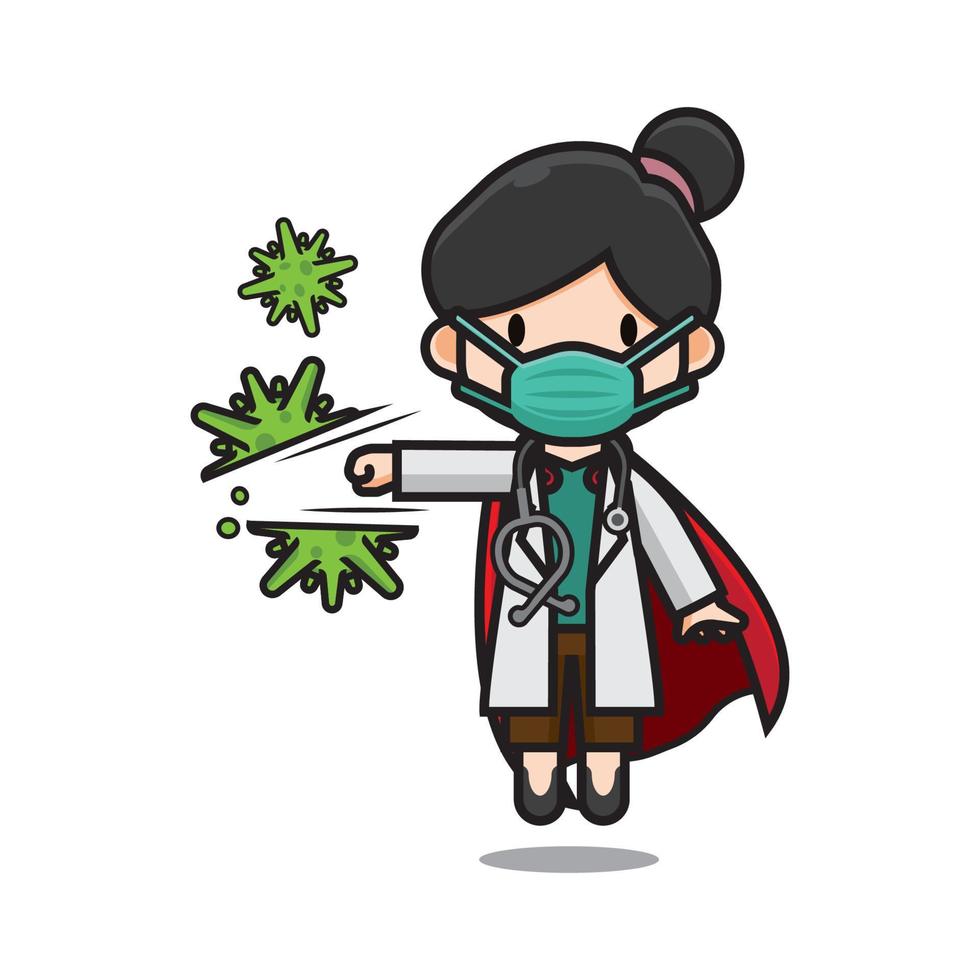 Cute Doctor Hitting Corona Virus Vector