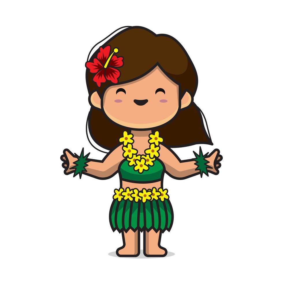 cute hawaii hula dancer vector