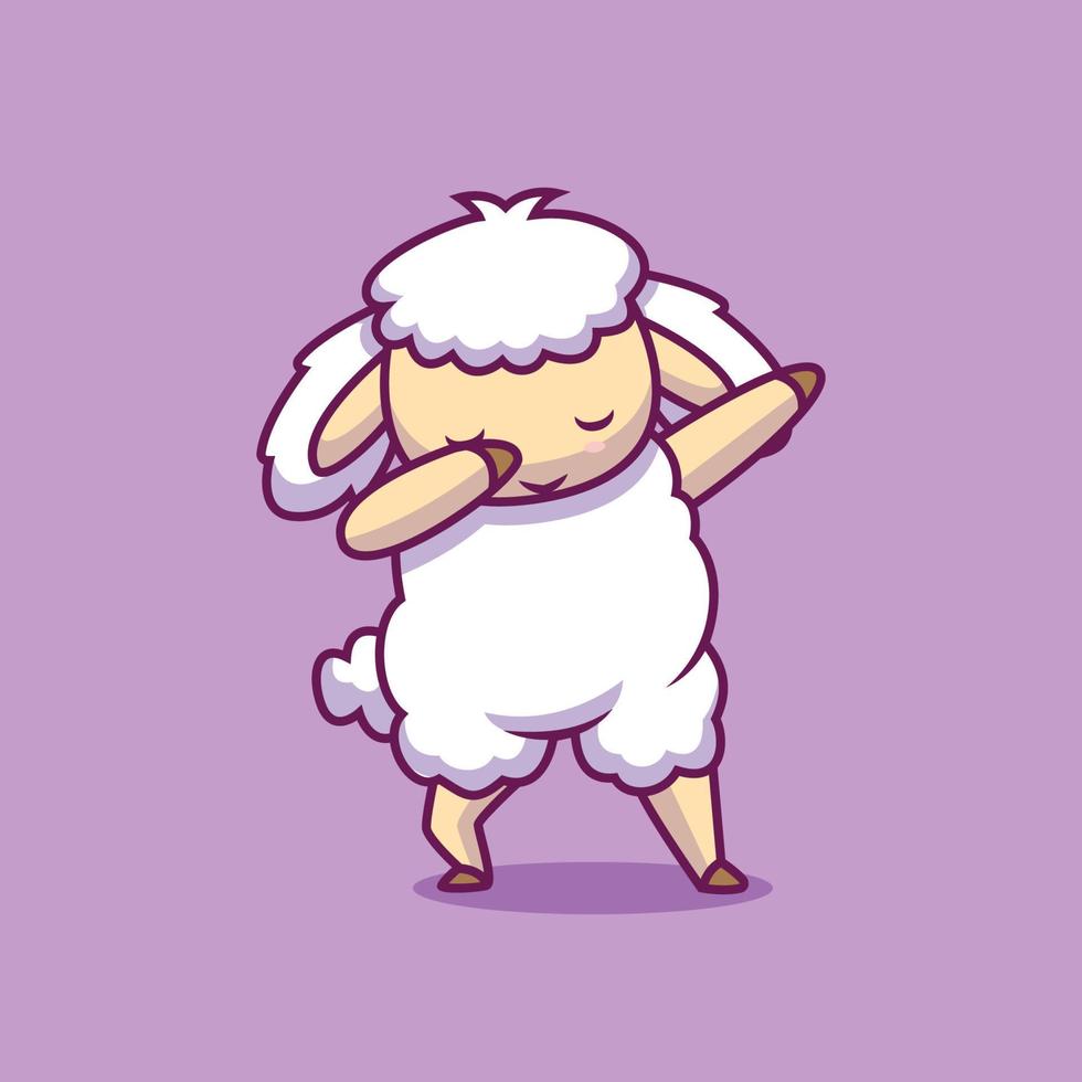 cute sheep dabbing cartoon illustration vector