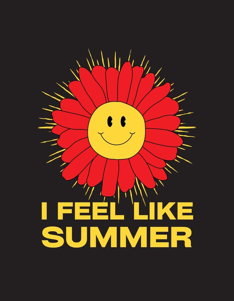 Black Yellow Illustrated Summer Sun Flower .eps vector