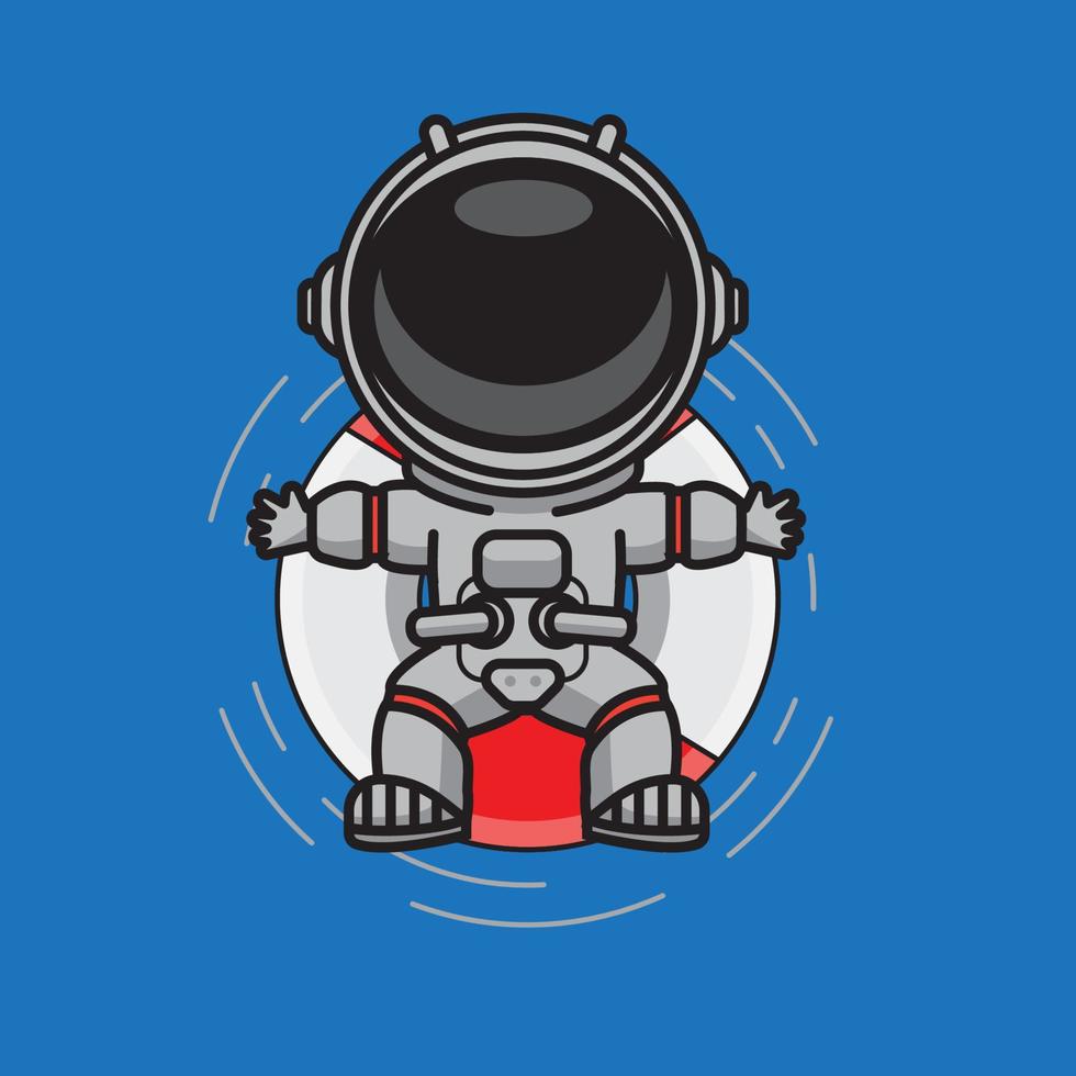 cute astronaut swimming summer atmosphere with a few details vector