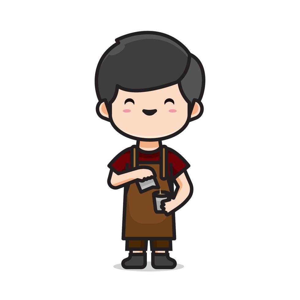 cute men barista vector