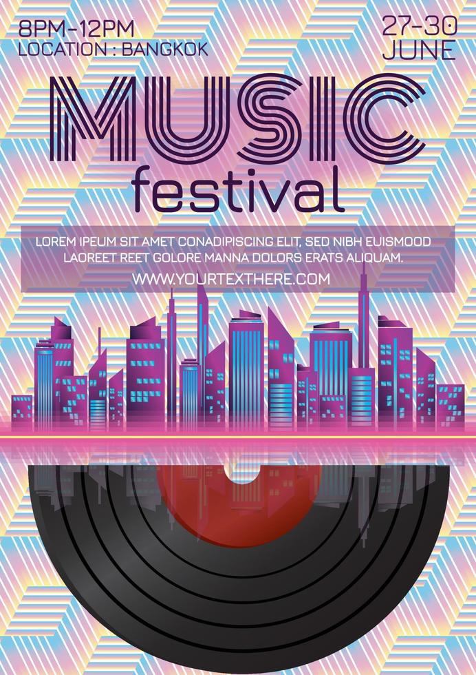 cartel del festival de música para el diseño de arte de la fiesta nocturna vector