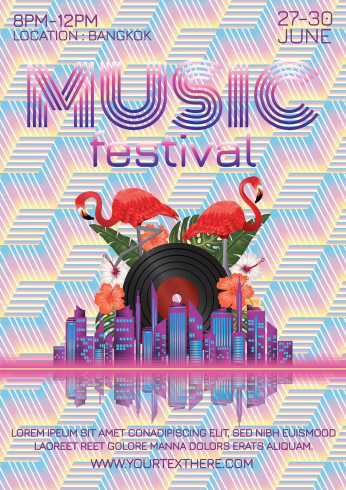 cartel del festival de música para fondo de pantalla de fiesta nocturna vector