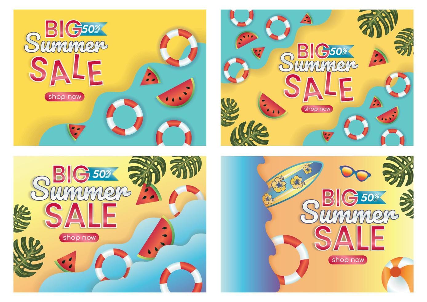 summer sale design for website banner background set vector