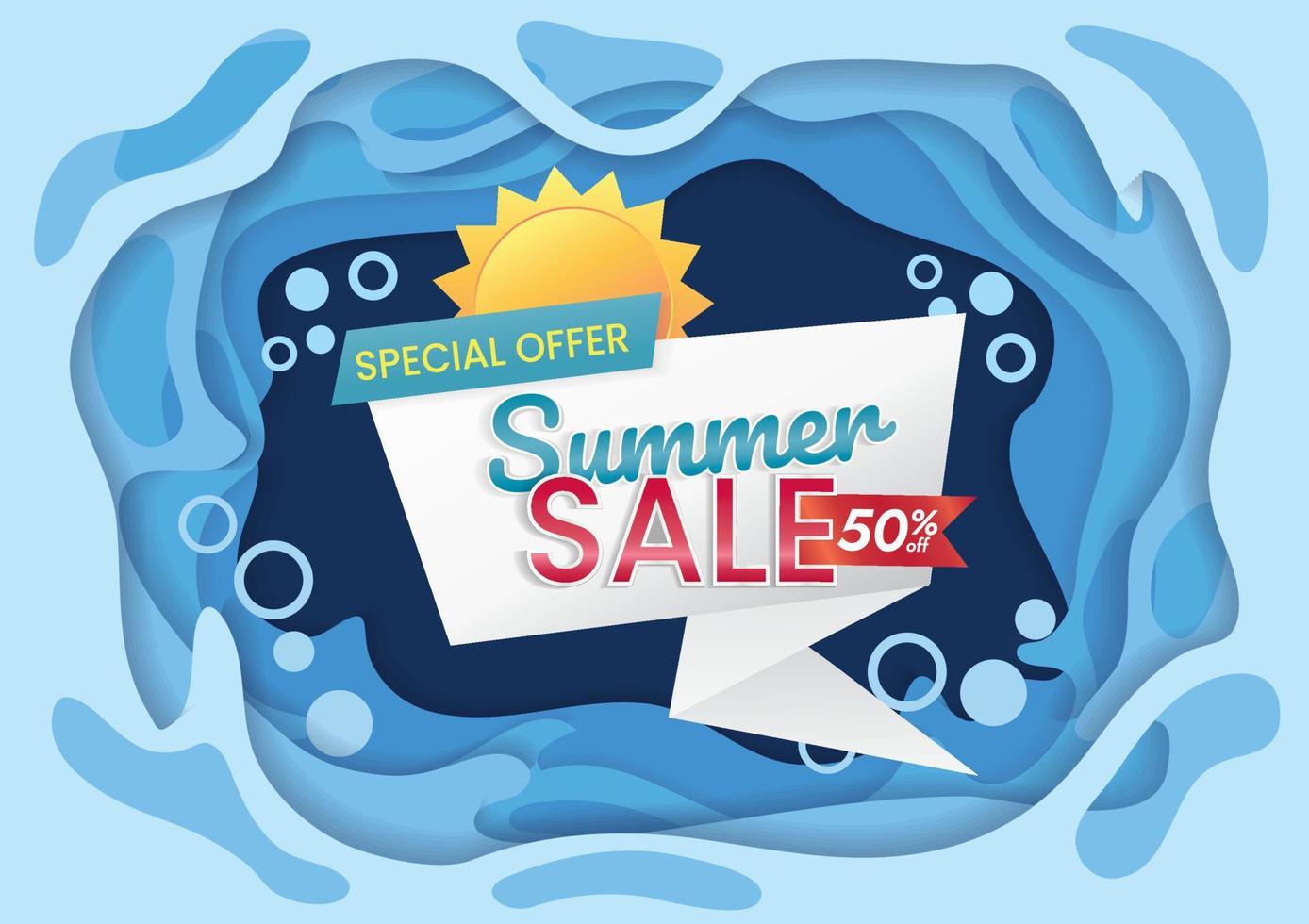 summer sale banner design for web banner papercut background vector