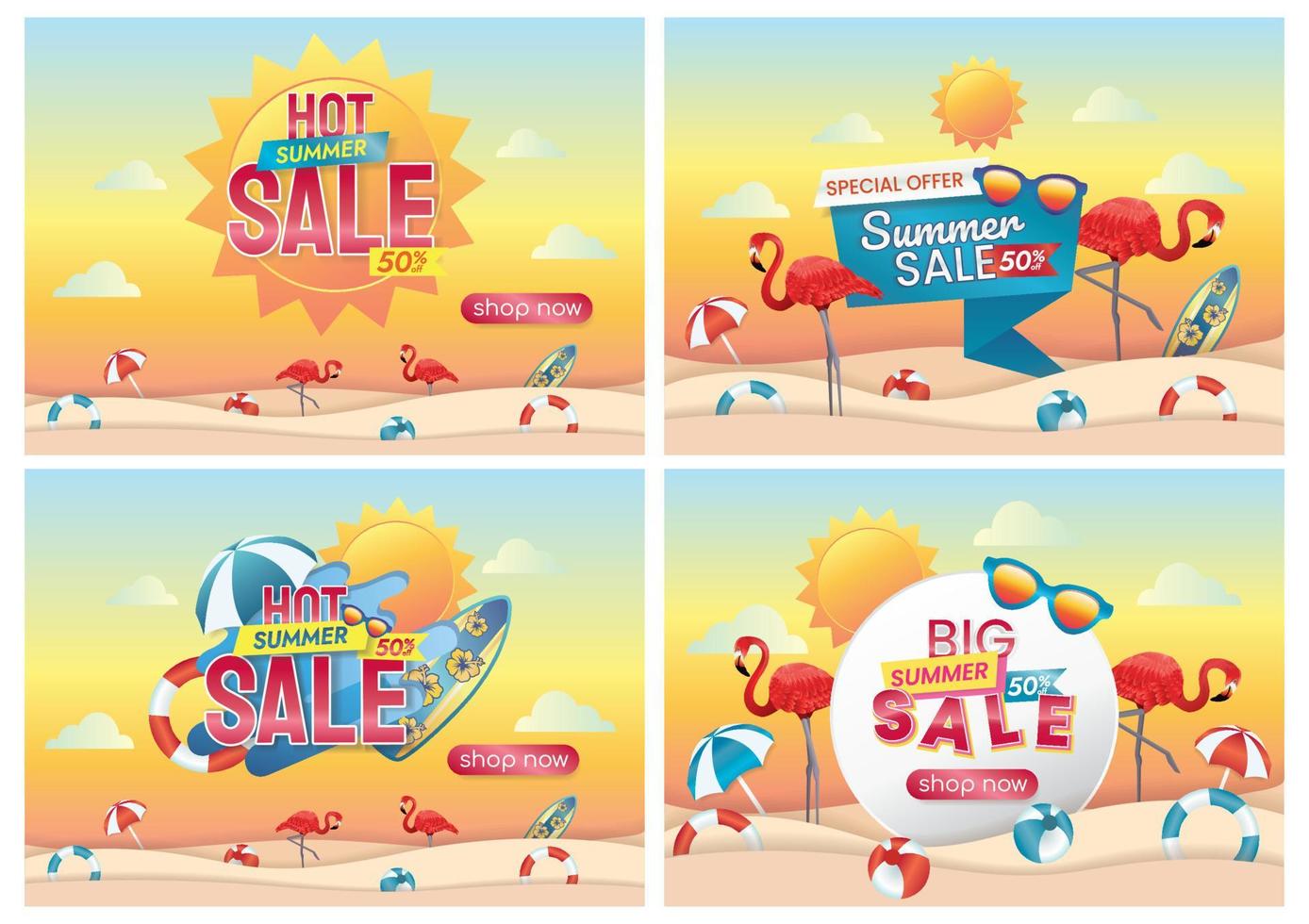 diseño de banner de venta de verano para conjunto de fondo de arte de banner de sitio web vector