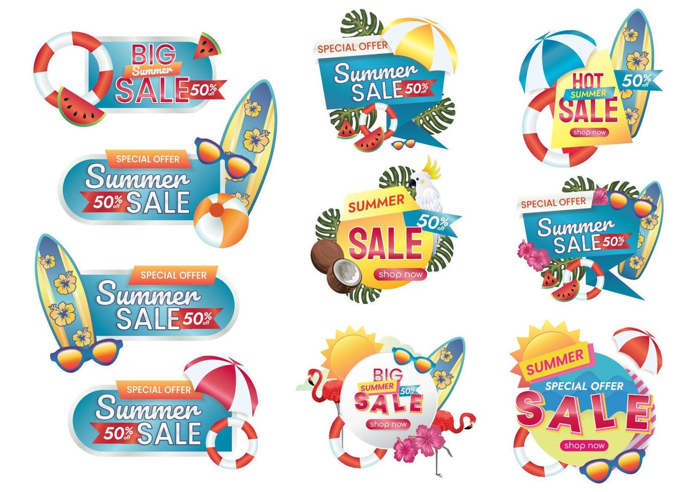 summer sale banner design for website banner background set vector